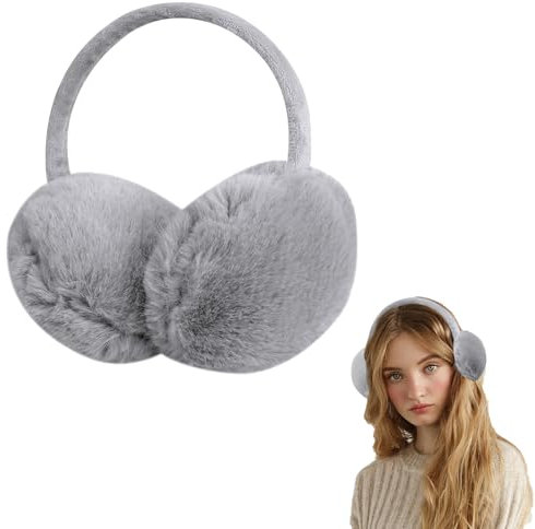 Ymxil Ohrenwärmer Damen, Ohrenschützer Plüsch Ohrwärmer Winter Earmuffs Verstellbarer für Erwachsene Damen Kinder Mädchen Außen Reiten Zubehör, Faltbar (Grau)