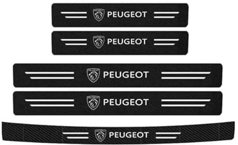 5 Pcs Car Sill Protectors Strips for Peugeot 207CC 208 308 308CC 508 2008 3008 5008, Carbon Fiber Door Sill Kick Plate Protector Covers Rear Bumper Protector Stickers