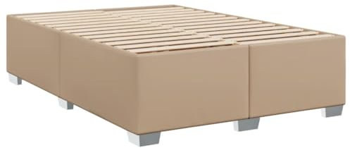 vidaXL Bettgestell, Bettrahmen mit Lattenrost, Polsterbett Bett für Schlafzimmer, Doppelbett Schlafzimmerbett, Cappuccino-Braun 140x200cm Kunstleder