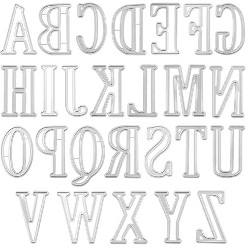 OTCRAFT Stanzformen für Kartenherstellung, 26 Alphabet-Buchstaben, Prägeschablone für Bastelarbeiten, Scrapbooking, Fotoalbum-Dekoration (Höhe ca. 5 cm)