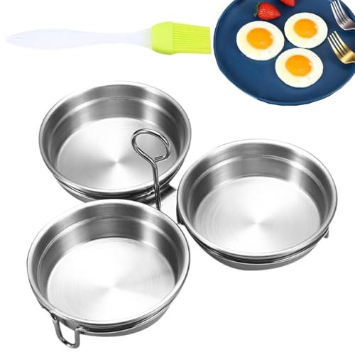 Stainless Steel Egg Poacher, Nonstick Egg Poacher Cups, Egg Steamer with Rack, Microwave Egg Poacher, Egg Maker Nonstick Cups, Fried Egg Pancake Mold, Poached Egg Cooker, Pancake Mold for Eggs