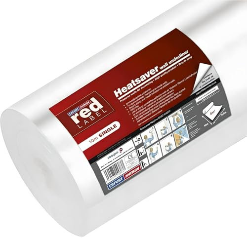 HOCHSTE Erfurt Heatsaver Wall Underliner 2mm x 10m Roll-Polystyrene Wall Insulation Liner for Heat Saving, Mould Prevention & Condensation Reduction Durable Wall Preparation 1 Pack White