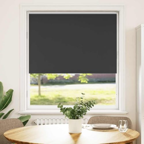 vidaXL Verdunkelungsrollo Schwarz 100x150 cm Stoffbreite 95,7 cm, Rollo, Klemmfix, Thermorollo, Verdunklungsrollo, Klemmrollo, Fensterrollo