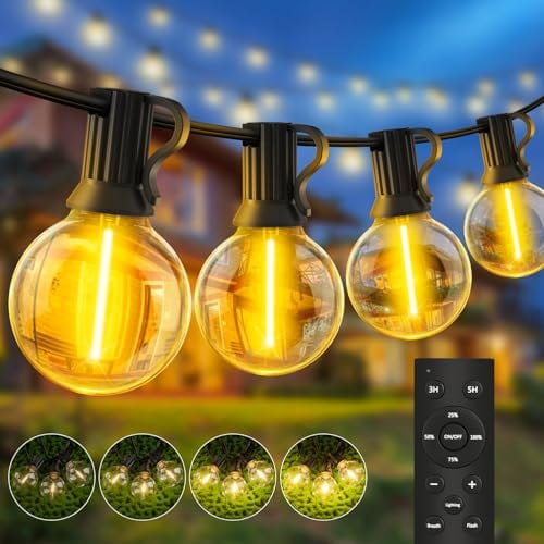 Catena Luci Luminosa Esterno Giardino: 20M 65Ft G40 LED Lampadine Filo 20 Metri Dimmerabile Luminosa Illuminazione Catene da Lucine per Terrazzo Esterne IP44 Gazebo Esterni Catena Luce Ghirlanda
