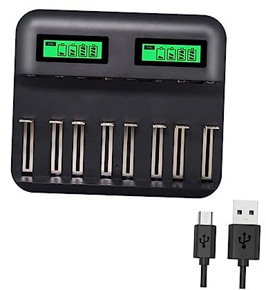 Mikikit Slots Smart Usb Battery Charger Digital Display Lcd Aa Aaa Battery Charger for Home Office Use