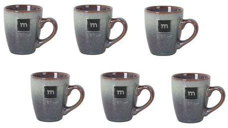 Lot de 6 tasses à café complètes en céramique avec émail de couleurs vives pour boissons chaudes (Melow - 90 ml)