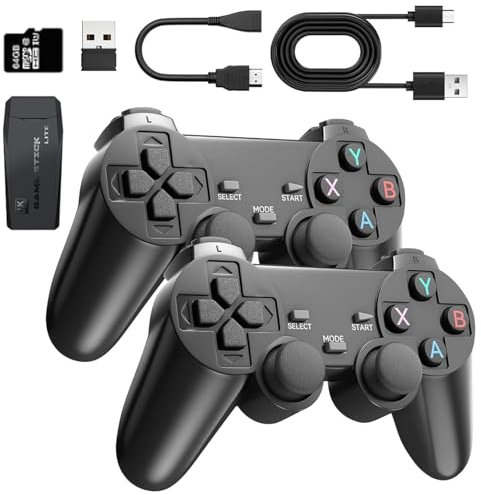Ozvavzk Retro Game Stick 20,000+ Juegos Clásicos,Consola Retro de 64G Plug and Play,Mando Inalámbrico,Salida HDMI 4K,Consola Proyector Compatible con Televisores Modernos