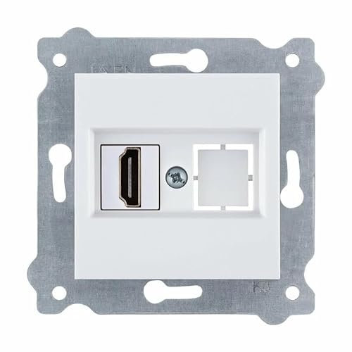 EXEN - Prise HDMI Murale Encastrée Connecteur Intégré 1 Port - Prise Murale Blanc 1x Port HDMI Standard - Compatible avec Les Séries KARELL/ODAK/COMFORT - 269/01E