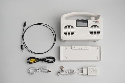 Technaxx TX-317 Altavoz inalámbrico para TV con estación Base - Bluetooth 5.3, Altavoces de 2x5 W, Pantalla LCD, 3 Modos de Sonido, Radio FM integrada - Ideal para Personas Mayores