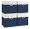 Woodluv Storage Cube Boxes Large, Set of 4 Foldable Storage Basket for Cupboards, Shelves, Closet, Set of 4, Navy Blue, 30 x 30 x 30 cm