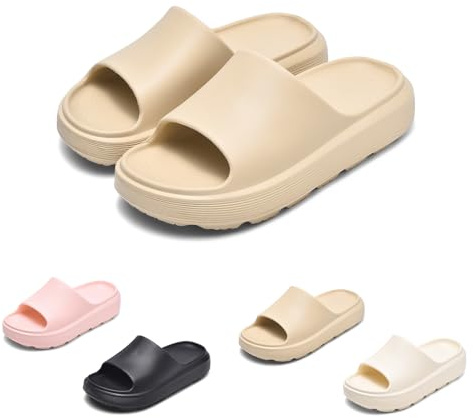 GemChve Ciabatte Uomo Donna, Comode Pantofole da Casa Piscina Antiscivolo Slider Nuvole Sandalo Estive Ciabatte da Mare Spiaggia Khaki 37/38 EU