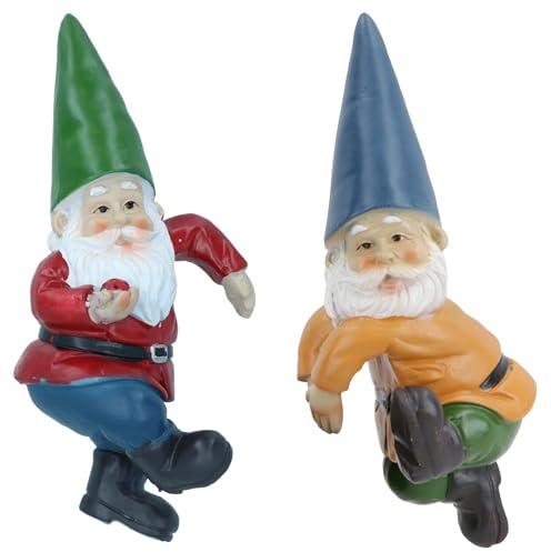 Gnome Plant Pot Hanger Garden Home Yard Ornament Statue Vase Hugger Pair