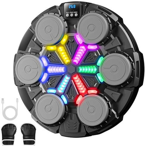 Oppvoci Upgraded Music Punching Machine for Kids and Adults, Wall Boxing Punching Pad with Bluetooth & Rhythm Lights, 3 Speed Modes, Home Fitness Boxing Equipment with Gloves for Boys Girls Teenagers