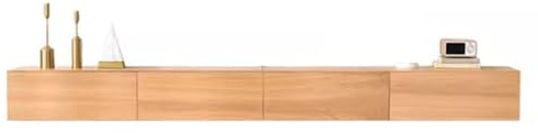 Meuble TV mural flottant - Console multimédia en bois massif avec portes - Grand rangement pour salon et bureau - Étagères suspendues modernes - 240 x 24 cm