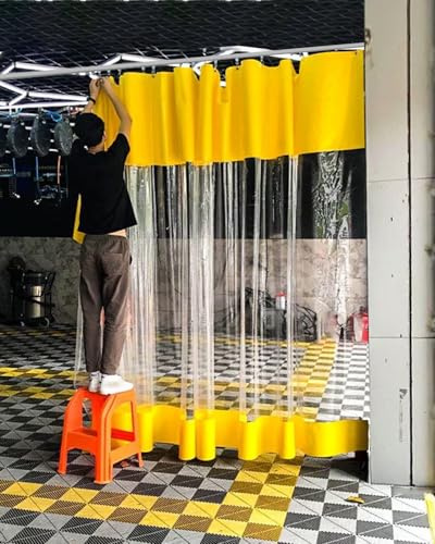 Tenda Trasparente Esterno Tenda Divisoria Scorrevole Coibentata per Officina/Divisorio per Spazio Privato con Binario, Chiusura per Pergolato Interni Ed Esterni, Garage(W6xH2.2m/20x7ft)