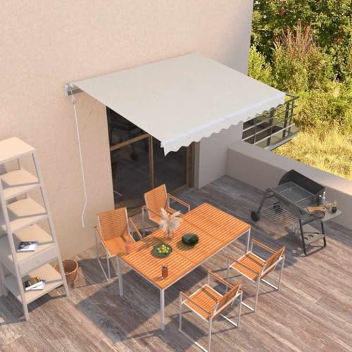 Automatische Markise 300x250 cm, Creme, UV- & Wasserabweisend, Pulverbeschichtetes Aluminium, Elektrisch mit Fernbedienung, für Balkon & Terrasse, Sonnenschutz