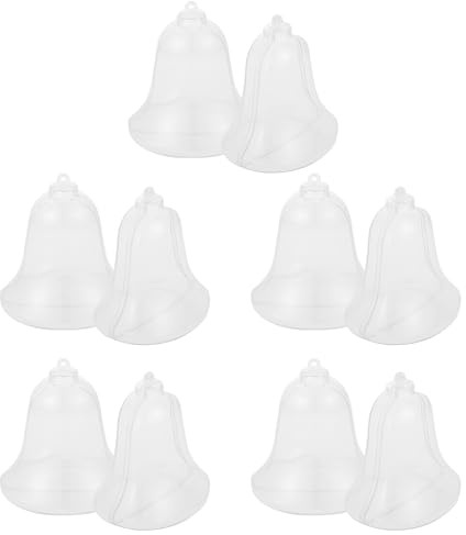 OFFSCH 10 Stück Transparente Weihnachtskugel aus Kunststoff Filigrane Hängende Candy Box und Glocken Elegante Christbaumschmuck Deko für Weihnachtsbaum und Festtagsfeier