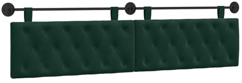 vidaXL Hängendes Kopfteil Dunkelgrün Samt, Schlafzimmer, modernes Wand-Kopfteil, rechteckig mit Samtbezug, gesteppt, Holzwerkstoff, platzsparende Dekoration