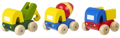 My First Trucks - Wooden Toy Cars, Construction Vehicles - Wooden Toys 1 Year Old and Toddler Toys - Fun Educational Small World Toys, Early Development & Activity Toys by Orange Tree Toys