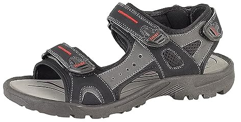 PDQ Black PU 3 Touch Fastening Adjustable Sports Sandal