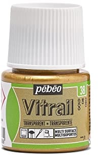 Pebeo Vitrail Efecto de vidriera Pintura para Cristal (45 ml), Color Dorado