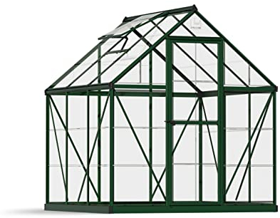 Canopia by Palram Gewächshaus klein Harmony 6x6 Treibhaus185x186 cm Aluminium Grün Tomatenhaus Polycarbonatplatten UV-beständig