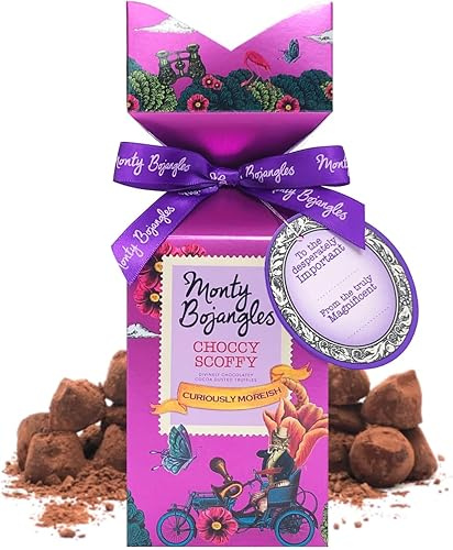 Monty Bojangles Choccy Scoffy Cocoa Dusted Chocolatey Truffles Gift Box (150g), Chocolatey Flavoured Truffles, Award-Winning Luxury Chocolates, Gift Set With Elegant Ribbon & Personalised Message Card