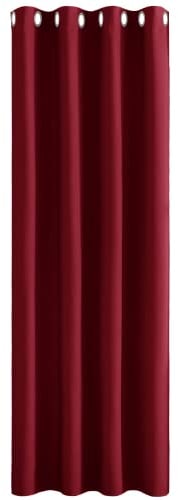 PONY DANCE Wohnzimmer Gardinen mit Ösen 1 Stück H 210 x B 132 cm Thermovorhang Hitzeschutz Verdunkelungsvorhang Blickdicht Weihnachts Vorhang Kinderzimmer Mädchen, Rot