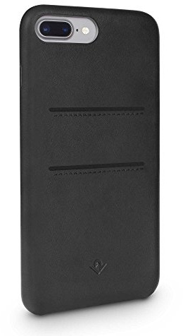 Twelve South Relaxed Leather Case for iPhone 8 Plus/ 7 Plus/ 6 Plus | Hand Burnished Leather Wallet Shell (black)
