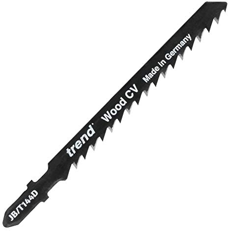 Trend Professional Jigsaw Blades, Pack of 5, 100mm x 4mm, CV Up-Cut, Perfect for Soft Materials, Universal T-Shank, JB/T144D, Black