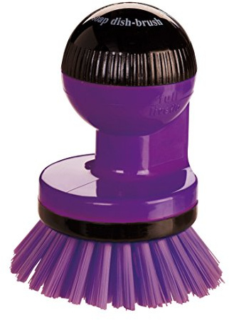 haug bürste - Knopfbürsten/Spül- und Topfbürste - mit Spülmittelspender - Material: Nylon - Größe: L 65 x B 45 x H 90 mm - Farbe: Lila - Made in Germany