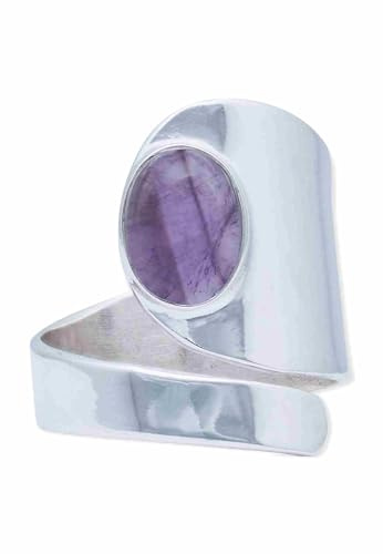 Ring 925 Silber Amethyst lila Stein größenverstellbar Edelstein echt Silber Damen Sterling Silber Geschenk (MRV-099-01)