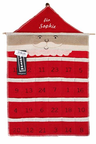 David Fussenegger Adventskalender mit Ihrem Wunschnamen bestickt/personalisiert, für Kinder und Erwachsene, wiederverwendbar, Kinder-und Erwachsenen-Adventskalender- Geschenk Vorweihnachtszeit