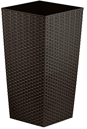 Simpa 27L 27 Litre Brown Large Square Rattan Planter Pot - 51cm (H) x 26.5cm (W) x 26.5cm (D) - Suitable for Indoor and Outdoor use.