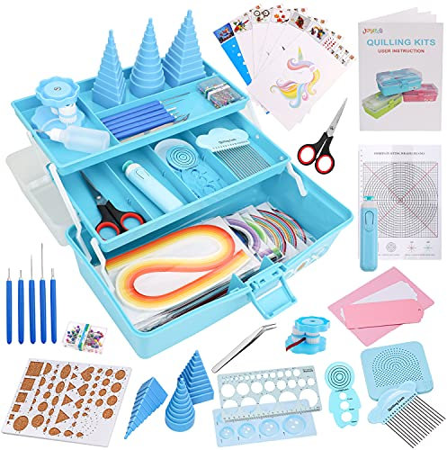 JoyPlus Quilling Kits for Beginners with Manual, 24 Quilling Supplies with Durable Quilling Storage, Updated Paper Crimper Tool, Premium Quilling Husking Board & Electronic Quilling Pen Included