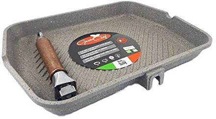 Grillpfanne Antihaft-Pfanne aus Aluminiumguss grau 30 x 40 cm