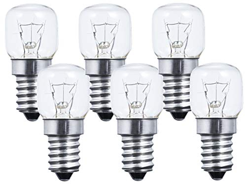 LEDLUX 6 Pezzi Lampadina Da Forno e Microonde E14 15W 230V, Resistente Alta Temperatura Fino a 300 Gradi