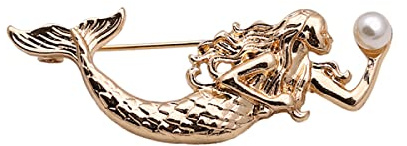 YUNHOME Brosche Clips Broschen Anstecknadel Broschennadel Dekorative Western Antik-Stil Emaille Delfin Tropischer Fisch Goldfisch Koi Fisch Meerjungfrau Schwanz Marine Brosche,Goldene Meerjungfrau