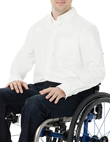 Amazon Essentials Men's Regular-Fit Long-Sleeved Stretch Oxford Shirt with Pocket (Available in Big & Tall), White, M