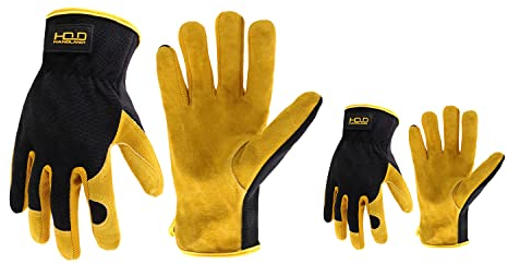 HANDLANDY Arbeitshandschuhe für Herren und Damen, Gartenhandschuhe aus Rindsleder, Sicherheitsarbeitshandschuhe, Geschicklichkeit und atmungsaktives Design XL, gelbe Herrengröße 2 Paar