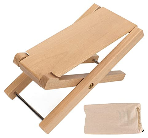 Gitarren-Fußstütze, Extra Robuster, Eleganter, Faltbarer Tritt-Fußhocker aus Holz, Bietet Bequemen und Soliden Halt, 4-stufig Höhenverstellbarer Gitarren-Fußhocker für Gitarrenspieler,(Buche)