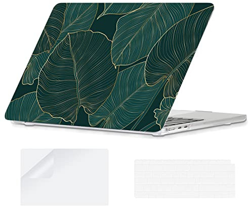 YOPAS Hülle Kompatibel mit MacBook Air M5 M4 M3 M2 13.6 (2026-2022) | A3449 A3240 A3113 A2681- Tastaturabdeckung und Displayschutzfolie für MacBook Air 13 Zoll, Laub