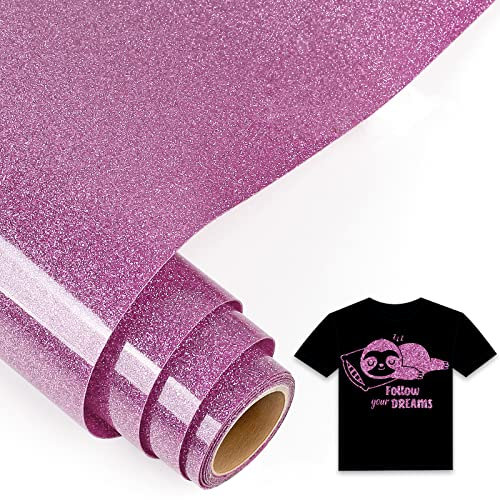 IModeur 5Ft Plotterfolie Textil Glitzer Lila, 30,5 x 152,5 cm Flexfolie Plotter Textil Lila für Cricut Maker, Silhouette Cameo, Textilfolie Plotter Lila für Kleidung, Mützen, Hosen, andere Stoffe