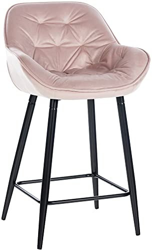 CLP Barhocker Gibson I Gepolsterter Tresenstuhl Mit Fußstütze, Farbe:pink, Material:Samt