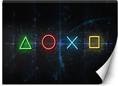 Feeby Papier Peint Intissé Gaming Pour le gamer Console de jeu 200x140 cm bleu XXL Moderne Décoration Murale Tableaux Muraux Tapisserie Salon Chambre à coucher Adolescent Jeunesse