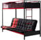 Vente-unique Hochbett 90 x 190 cm ? mit ausziehbarer Sitzbank ? Metall ? Schwarz und Rot + Futon ? Modell V