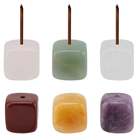 WEBEEDY 6 pièces Porte-Encens en Pierre de Quartz pour Bâtons de Guérison Cristal Pierre Brûleur D'Encens Porte-Bâton D'Encens pour Aromathérapie, Yoga, Méditation