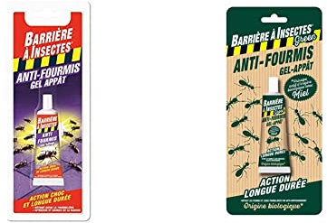 BARRIERE A INSECTES Gel Anti-Fourmis, Jusqu'à 1 mois, Blister 1 tube, 30 g, BARFOT30, Rouge, 9.80 x 2.29 x 25.3 cm & GREEN Anti-fourmis Gel Appât, Tube à Base de Spinosad, Blister 1 tube 30 g