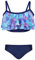 Aquarti Mädchen Bikini Set Bustier Bikinislip Zweiteiliger Badeanzug, Farbe: 030A mit Rüschen/Meerjungfrau Lila/Dunkelblau, Größe: 116