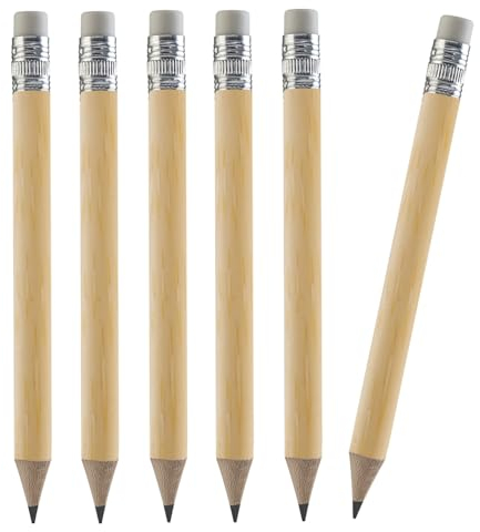TH Golf 100 Stück Golf-Bleistifte, 10,2 cm, Mini-Halbstifte mit Radiergummi, geschärftes Holz, Mini-rund, für Schulen, Hochzeit, Kleinkinder, Zuhause, Unternehmen, mehrere Farben (natürlich)